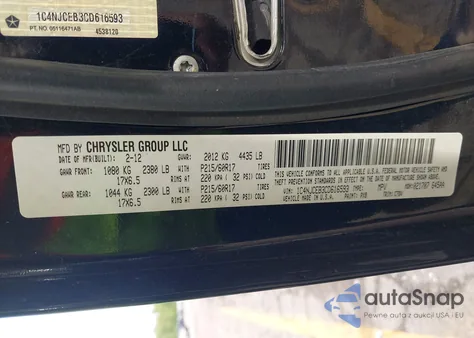 2012 Jeep Compass Latitude из США, поврежденный, VIN 1C4NJCEB3CD616593